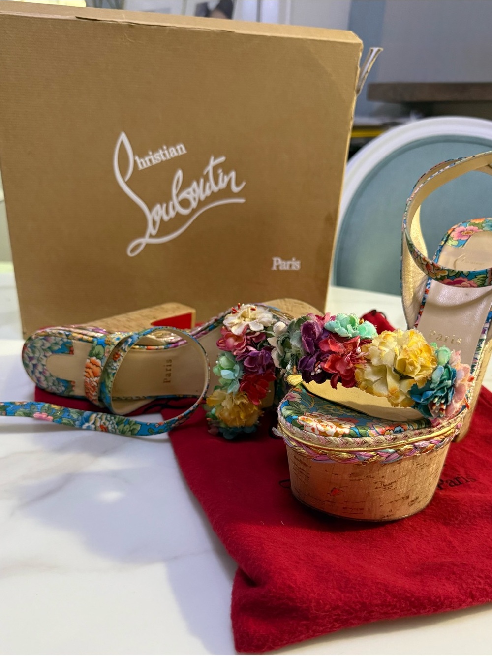 Christian Louboutin Arielle Sevillana version multi gold platform sandals - Picture 3 of 8